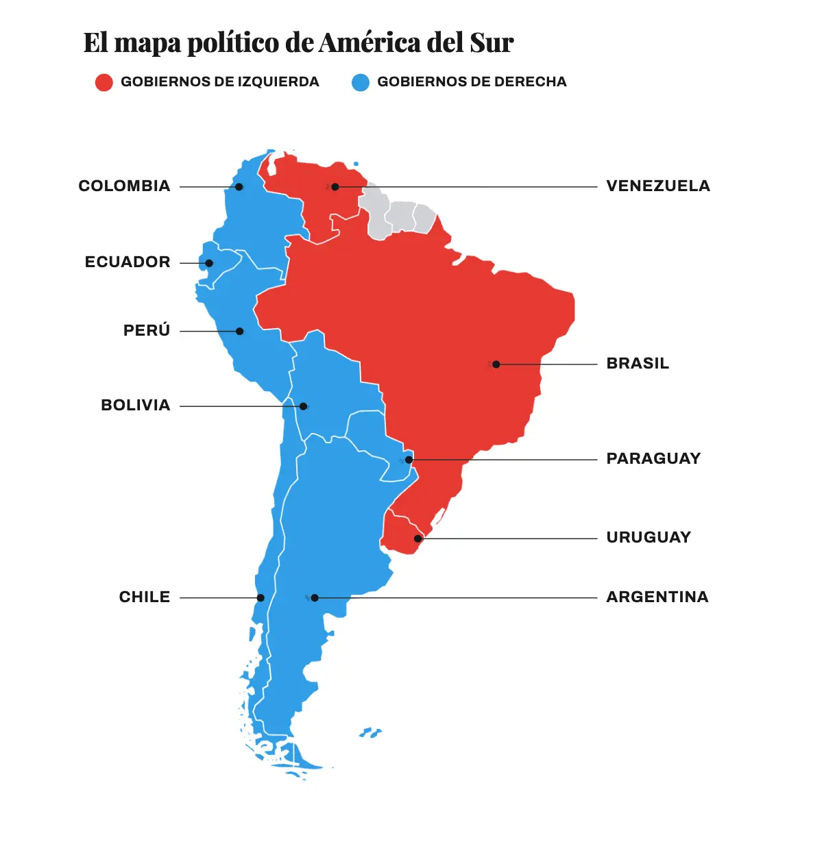 Sudamérica con mayoría de gobiernos de derecha